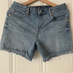 GAP mid-rise denim shorts with frayed hem